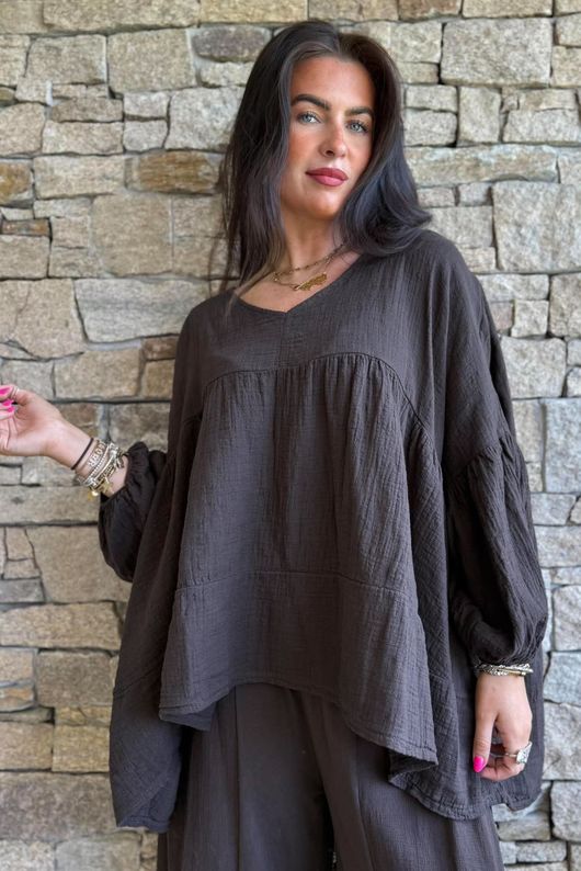 Suri Cushion Cotton Artist Smock Coffee Bean